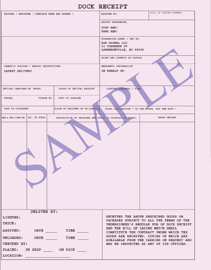 Ocean Freight Dock Receipt